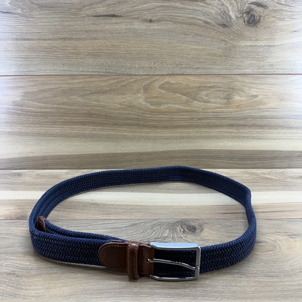 Peter Millar Golf Mens Belt Size 40 Navy Blue Crafted Woven Stretch Belt